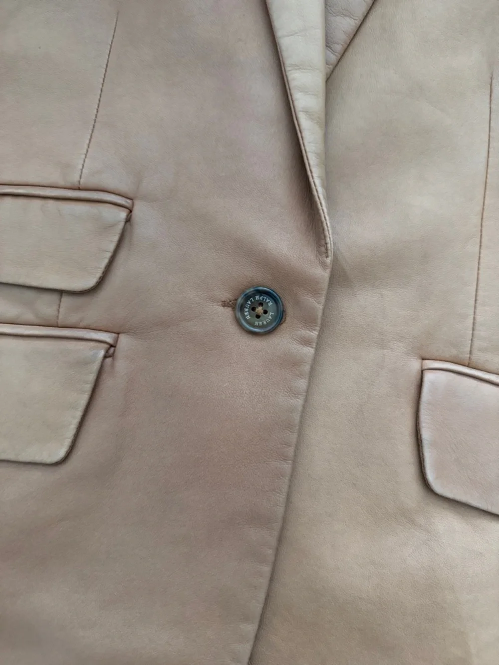 Lauren Ralph Lauren Caramel Leather Blazer Jacket for Women - Picture 4 of 5